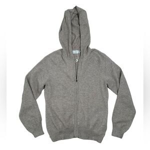 Kid Goyo Tan Pure Mongolian Cashmere Zip Up Long Sleeve Sweater